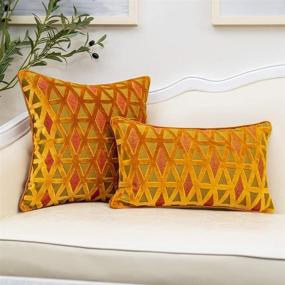 img 1 attached to 🌟 Alerfa Luxury Cut Velvet Cushion Case - Plaid Striped Embroidery Lumbar Throw Pillow Cover