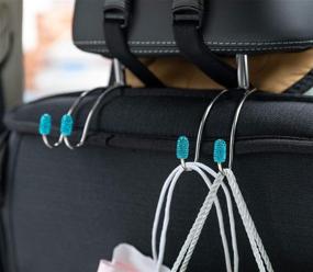 img 2 attached to JOJOY LUX 2 Pack Seat Back Organizers for Cars - Bling Diamond Universal Hooks for Car Headrests - Bag Organizers Rack and Hanger - Strong and Durable Auto Backseat Storage Hooks (Blue)