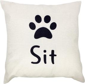 img 4 attached to 🐾 Arundeal Dog Paw Print Sit Decorative Pillow Cover, 18 x 18 Inches