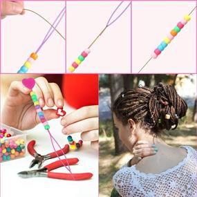 img 1 attached to 🔼 6-Piece Hair Beader Tool Set with Quick Beader, Automatic Hair Braiding Tools, Ponytail Maker Styling Tool, Beader for Hair Braids, Kids, with 1000 Mini Rubber Bands in Delicate Colors