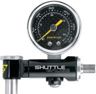 topeak shuttle gauge with case, featuring an air pressure dial logo