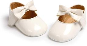 img 2 attached to 👶 Infant Baby Girls Mary Jane Flats with Anti-Slip Sole in White - Toddler Dress Shoes by BEBARFER