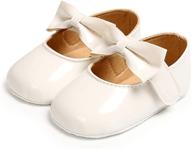 👶 infant baby girls mary jane flats with anti-slip sole in white - toddler dress shoes by bebarfer logo