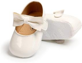 img 1 attached to 👶 Infant Baby Girls Mary Jane Flats with Anti-Slip Sole in White - Toddler Dress Shoes by BEBARFER