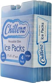 img 4 attached to 🧊 CHILLERZ Large Reusable Ice Pack (4 Pack) for Lunch Box – Long-Lasting Gel - Slim & Lightweight Cooler Packs - Keeps Food Fresh, Cold & Tasty
