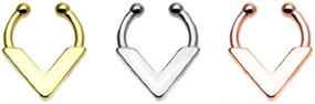 img 1 attached to 316L Surgical Steel Victory Drop Fake Septum Hanger, Embodying Freedom and Fashion (Sold Individually)