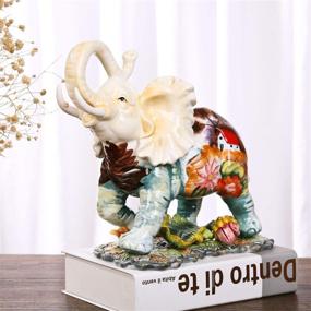 img 3 attached to FORLONG FL6002 Large Hand-Painted Ceramic Elephant Figurine Statue with Trunk Raised - Collectible 3D Decoration