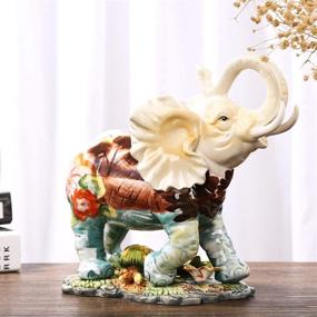 img 2 attached to FORLONG FL6002 Large Hand-Painted Ceramic Elephant Figurine Statue with Trunk Raised - Collectible 3D Decoration