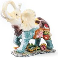 forlong fl6002 large hand-painted ceramic elephant figurine statue with trunk raised - collectible 3d decoration логотип