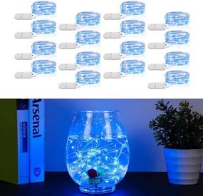 img 4 attached to 🔵 Blue Fairy Lights 16 Pack - Battery Operated Waterproof LED Lights for Bedroom, Christmas, Wedding, Halloween, DIY Crafts and More!
