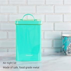 img 3 attached to Versatile Turquoise Metal Tin – Brown Sugar Keeper & Coffee Canister for Kitchen Countertop – Farmhouse Candy & Cookie Jar – Airtight Lids for Dry Goods & Dog Food – Vintage Pantry Organization & Decor