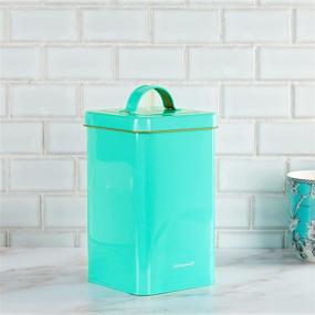 img 2 attached to Versatile Turquoise Metal Tin – Brown Sugar Keeper & Coffee Canister for Kitchen Countertop – Farmhouse Candy & Cookie Jar – Airtight Lids for Dry Goods & Dog Food – Vintage Pantry Organization & Decor