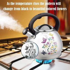 img 2 attached to 3L Stainless Steel Whistling Tea Kettle - Stovetop Teapot with Color Changing Heat Indicator, Cool Handle, and Loud Whistle