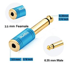 img 2 attached to 🔌 DISINO 1/4 inch Mono to 3.5mm Stereo Adapter, Gold Plated 6.35mm TS Male Plug to 1/8 inch TRS Female Audio Connector - Pack of 2