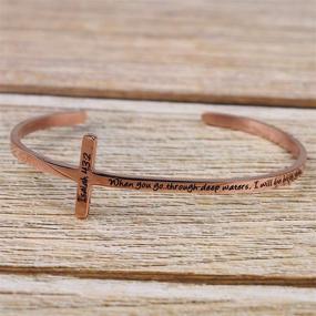 img 1 attached to 🌹 Stylish Religious Rose Gold Bracelets for Women: A Meaningful Christian Cross Cuff Jewelry Gift for Special Occasions