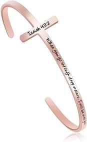 img 4 attached to 🌹 Stylish Religious Rose Gold Bracelets for Women: A Meaningful Christian Cross Cuff Jewelry Gift for Special Occasions