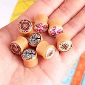 img 1 attached to 🌳 Longbeauty Organic Wood Double Flared Ear Tunnels: High-Quality Expander Plugs Stretcher Piercings (4 Pairs)