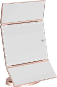 img 3 attached to Rose Gold Impressions Touch Trifold XL Dimmable LED Makeup Mirror - Standing Base, Travel Vanity & Dressing Mirror with USB Cable and Flip Switch