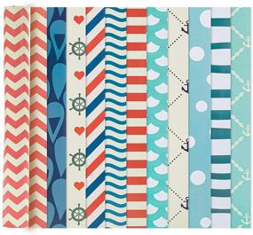 img 4 attached to 🌊 Fresh Ocean: Convenient Holiday Wrapping Paper Rolls Bundle with Multiple Element Styles