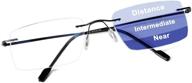 feisedy rimless b9002 multifocus anti-blue light men reading glasses: black, 2.0x - enhance comfort for computer reading logo