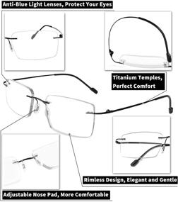 img 2 attached to FEISEDY Rimless B9002 Multifocus Anti-Blue Light MEN Reading Glasses: Black, 2.0x - Enhance Comfort for Computer Reading