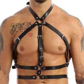 img 4 attached to 👔 Adjustable Buckle Men's Leather Harness - Doomiva's Belts and Accessories