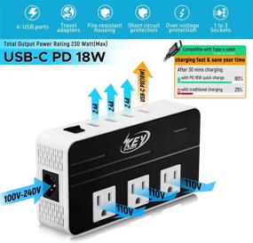 img 2 attached to 🔌 Key Power 230-Watt Step Down Voltage Converter & International Travel Adapter - Ideal for USA Appliances Overseas in Europe, AU, UK, Ireland, and More!