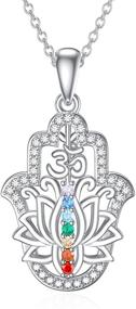 img 4 attached to 👁️ Stunning 925 Sterling Silver Blue Evil Eye Hamsa Hand Necklace: Lotus Hamsa Hand of Fatima Amulet for Women