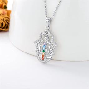 img 3 attached to 👁️ Stunning 925 Sterling Silver Blue Evil Eye Hamsa Hand Necklace: Lotus Hamsa Hand of Fatima Amulet for Women