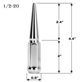 img 3 attached to 🔩 Dynofit 20pcs 1/2-20 Chrome Spiked Lug Nuts for Cherokee Liberty XJ KJ KK Commander XK ZJ WJ WK Wrangler YJ TJ JK, 20x 1/2x20 Spike Lugnuts, Solid Steel, Compatible with Explorer Falcon Flex C10 MKT 5Lug Wheels