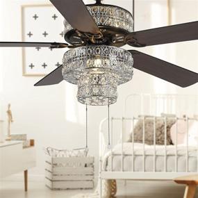 img 2 attached to 💎 River of Goods Glam Clear Crystal Double-Lit LED Ceiling Fan - 52 Inch Width