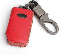 wfmj leather for 2019 2020 2021 kia soul seltos telluride forte sedan 4 buttons key fob case keychain cover chain (red) logo
