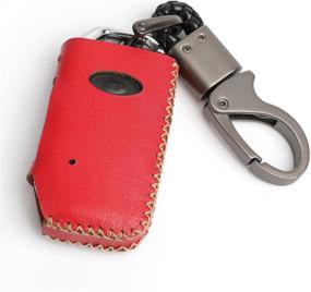 img 4 attached to WFMJ Leather For 2019 2020 2021 Kia Soul Seltos Telluride Forte Sedan 4 Buttons Key Fob Case Keychain Cover Chain (Red)