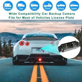 img 2 attached to 🚗 Waterproof Car Rear View Backup Camera with 9 LEDs - License Plate Rearview Camera for Trucks, SUVs, RVs, Pickups, and Vans - 120° View Angle Auto Reversing Camera