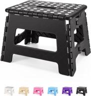 dyforce non-slip folding step stool - 9 inch height for adults & kids, heavy duty & portable stool - black logo