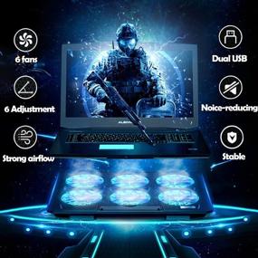 img 2 attached to 🔥 Ultra Slim Portable USB Powered Laptop Cooling Pad for 7-17 Inch Laptops, 6 Fans, Adjustable Cooling Speed, 6 Height Levels, 2 USB Ports, Lightweight and Portable Design in Blue