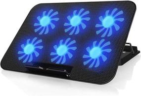 img 4 attached to 🔥 Ultra Slim Portable USB Powered Laptop Cooling Pad for 7-17 Inch Laptops, 6 Fans, Adjustable Cooling Speed, 6 Height Levels, 2 USB Ports, Lightweight and Portable Design in Blue