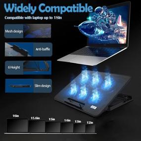 img 1 attached to 🔥 Ultra Slim Portable USB Powered Laptop Cooling Pad for 7-17 Inch Laptops, 6 Fans, Adjustable Cooling Speed, 6 Height Levels, 2 USB Ports, Lightweight and Portable Design in Blue