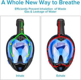 img 1 attached to 🤿 Explore the Underwater World with the Full Face Snorkel Mask - 180 Panoramic View, Easy Breath, Anti-Fog & Anti-Leak Technology for Kids & Adults - Detachable Camera Mount, Dual Snorkeling Gear - Ideal for Diving & Swimming