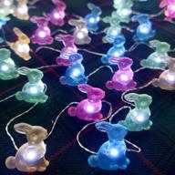 easter decorations rabbit string lights: 10ft 40 led bunnies with remote! perfect for tabletop, house, patio, wedding, kindergartens, party - battery operated логотип