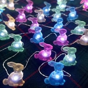 img 4 attached to Easter Decorations Rabbit String Lights: 10ft 40 LED Bunnies with Remote! Perfect for Tabletop, House, Patio, Wedding, Kindergartens, Party - Battery Operated