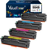 valuetoner compatible toner cartridge set for samsung clt 504s clt-k504s - 4 pack, black, cyan, magenta, yellow - for xpress sl-c1860fw sl-c1810w clx-4195fw clp-415nw printer logo