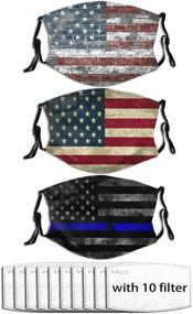 img 4 attached to USA Flag Face Mask + Bald Eagle Print - Patriotic, Washable, Reusable | Adjustable Unisex Mask Set with 10 Filters - Pack of 3