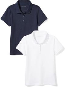 img 4 attached to Shop the Versatile Amazon Essentials Short Sleeve Uniform Interlock Girls' Clothing Collection: Tops, Tees & Blouses