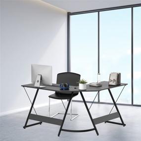 img 1 attached to 🖥️ Yesker L-Shaped Computer Desk for Home Office Corner Gaming - 51 Inch Space-Saving Workstation Table, Modern Writing and Studying Desk - Easy to Assemble, Black