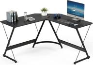 🖥️ yesker l-shaped computer desk for home office corner gaming - 51 inch space-saving workstation table, modern writing and studying desk - easy to assemble, black logo