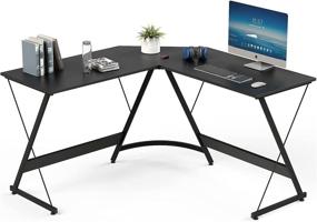 img 4 attached to 🖥️ Yesker L-Shaped Computer Desk for Home Office Corner Gaming - 51 Inch Space-Saving Workstation Table, Modern Writing and Studying Desk - Easy to Assemble, Black