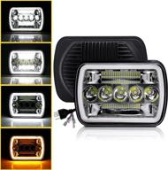 🔦 enhanced visibility: dvisuv 5x7 led headlight for jeep cherokee xj - hi/lo beam drl replacement - 2pcs logo