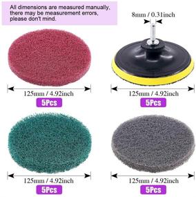 img 3 attached to 🧽 Sweet 16Pcs 5-Inch Scrubbing Pads Drill Powered Brush Tile Scrubber Cleaning Kit - 3 Color Options, Abrasive Buffing Pads Replacement with 1 Hook Attachment for House Cleaning