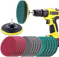 🧽 sweet 16pcs 5-inch scrubbing pads drill powered brush tile scrubber cleaning kit - 3 color options, abrasive buffing pads replacement with 1 hook attachment for house cleaning logo